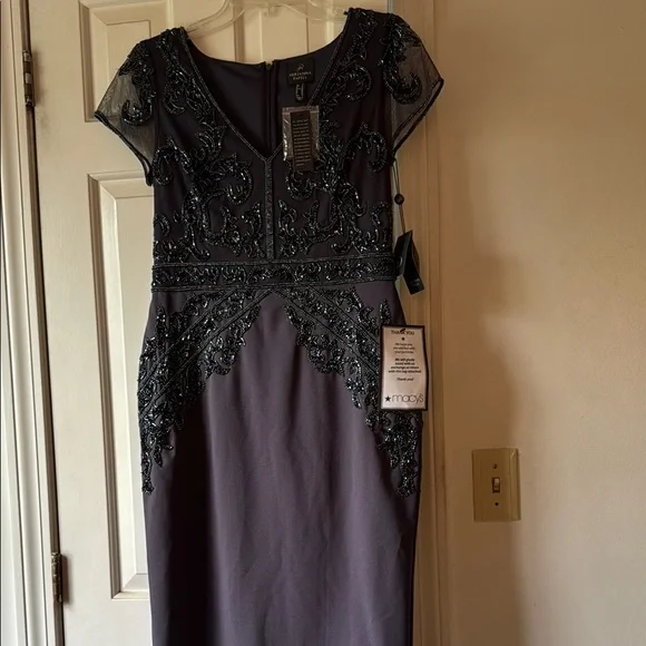 Adrianna Papell Blue Sheath Midi Dress V-Neck Wedding Guest Adrianna Papell | Dresses | Adrianna Papell Blue Sheath Midi Dress Vneck Wedding  Guest | Poshmark